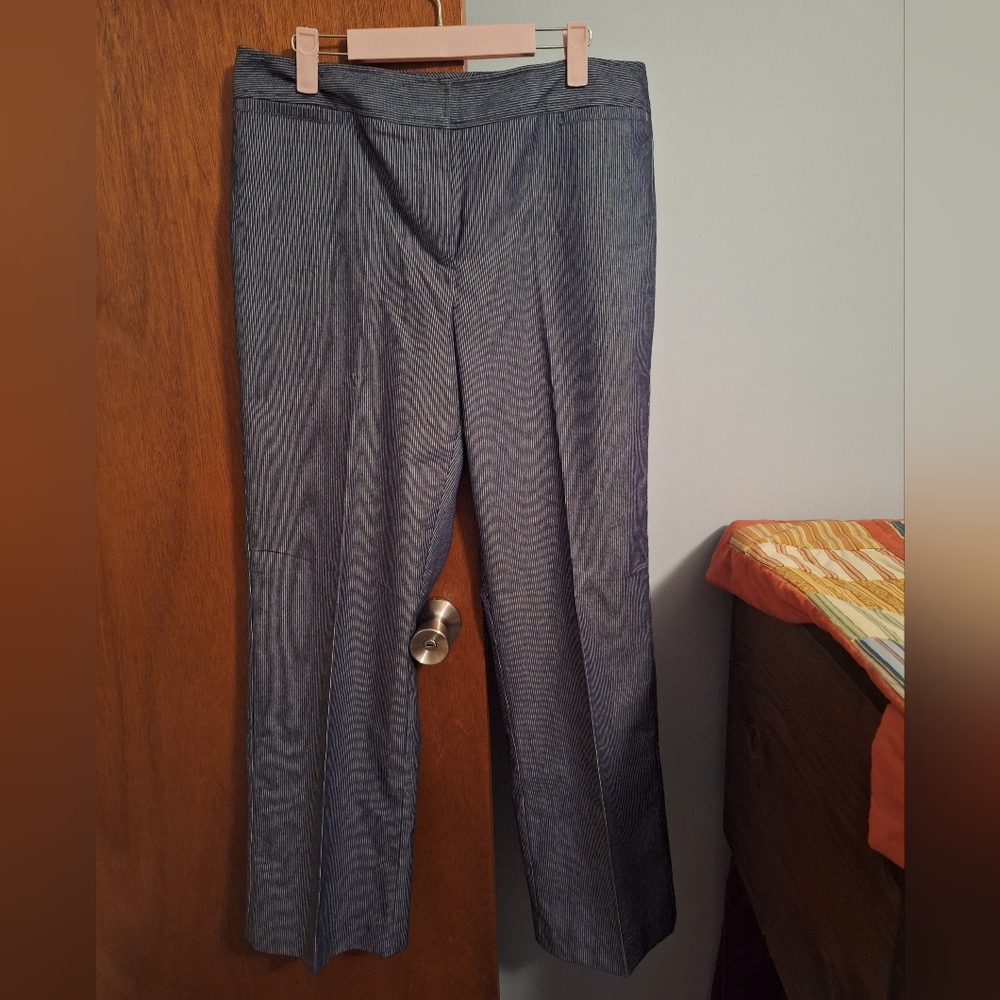 Kim Rogers NWOT Blue And White Pinstripe Wide Leg Pants Women's Size 12